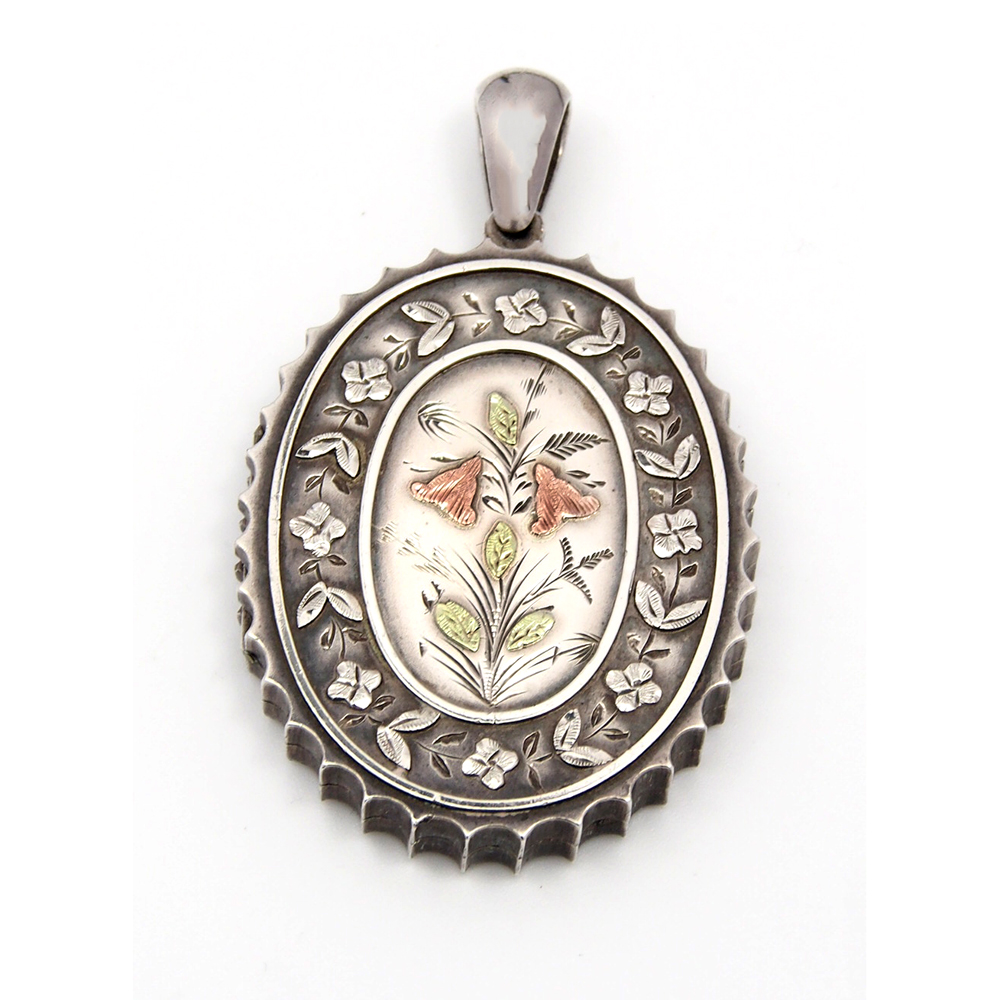 Locket - Silver with Gold Decoration - Dated 1881