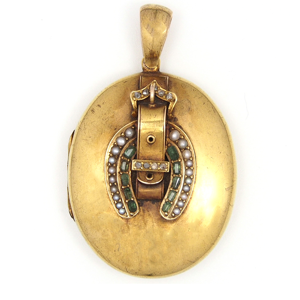 Locket - Victorian Emerald, Pearl and Diamond Gold