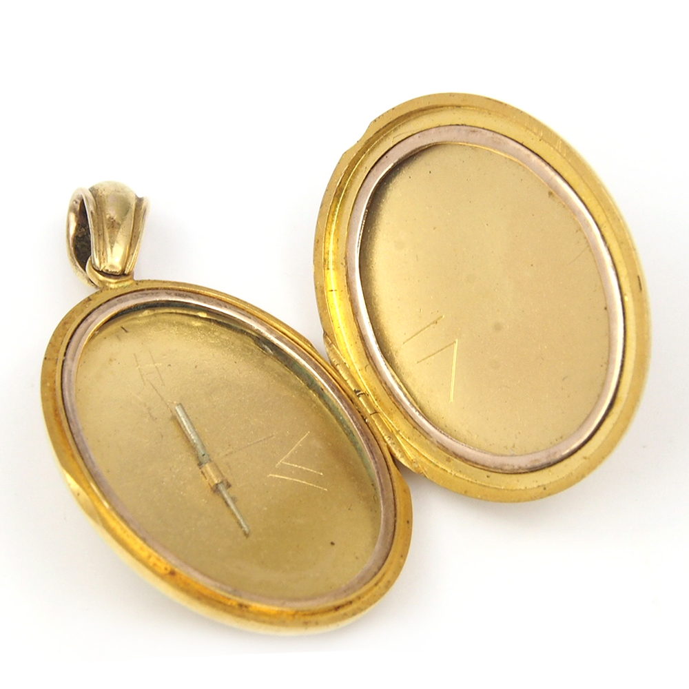 Locket - Victorian Gold with Pearl Set Enamel Star