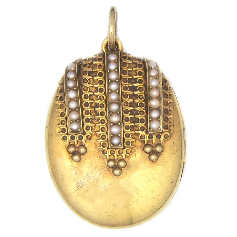 Locket - Victorian 15ct Gold Pearl Set