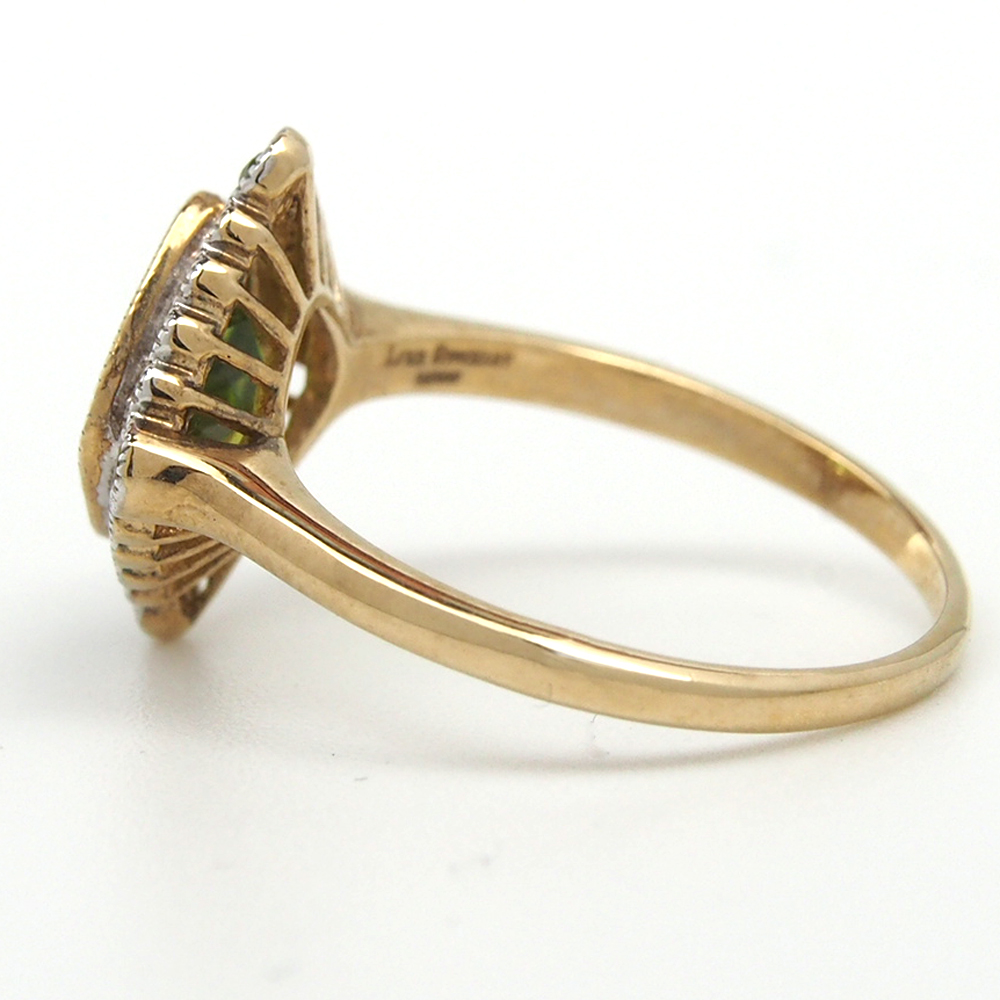 Peridot and Diamond Cluster Ring