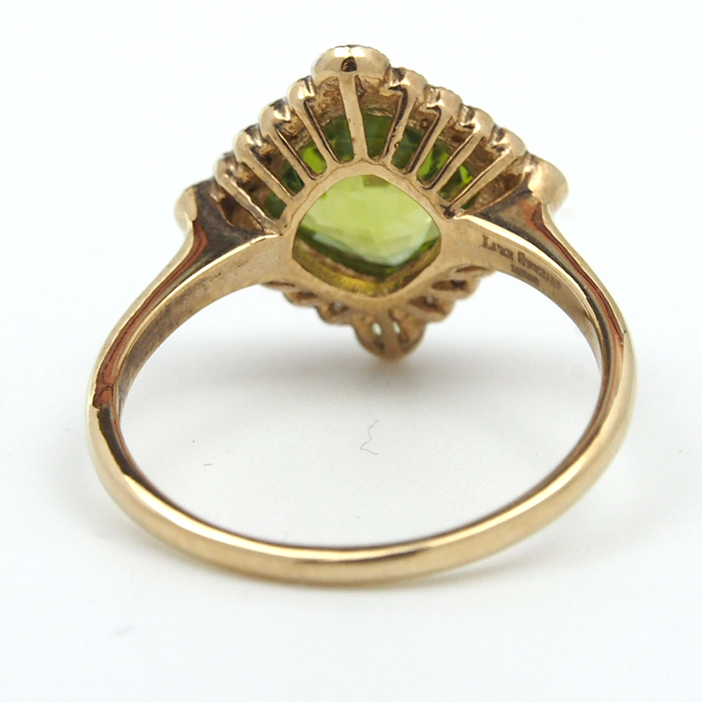 Peridot and Diamond Cluster Ring