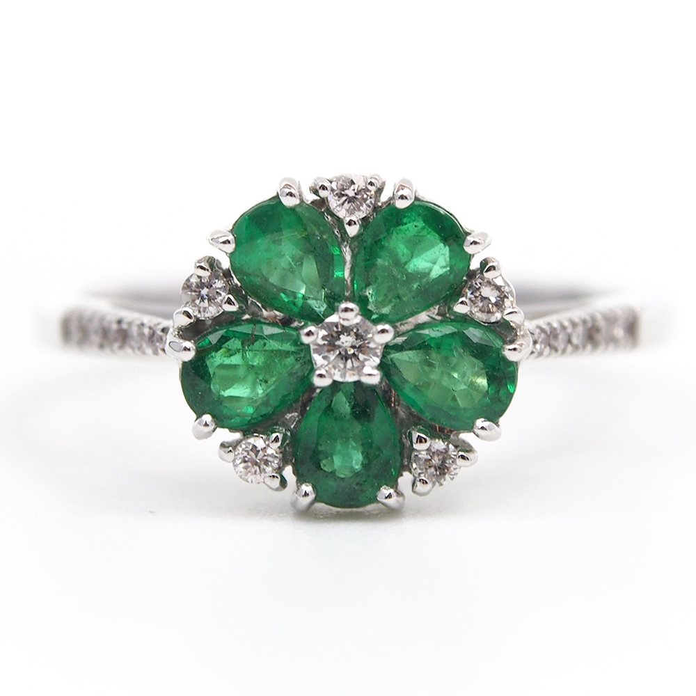 Emerald & Diamond Cluster Ring
