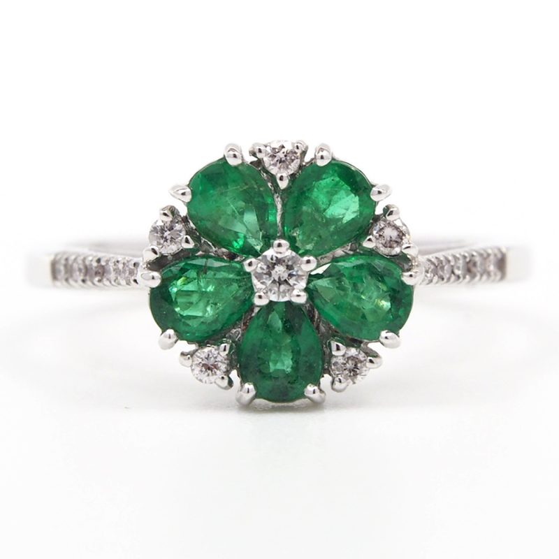 Emerald & Diamond Cluster Ring