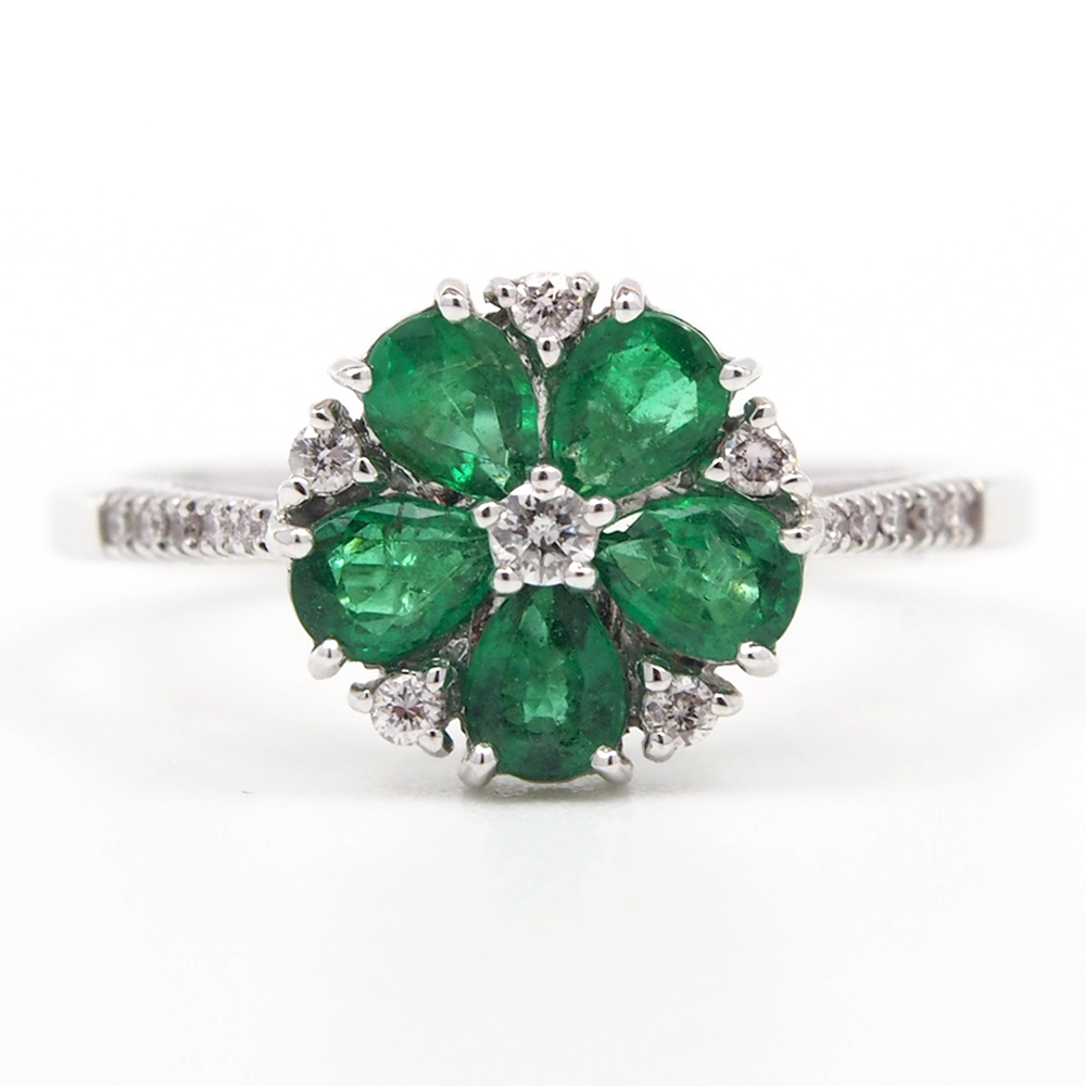 Emerald & Diamond Cluster Ring