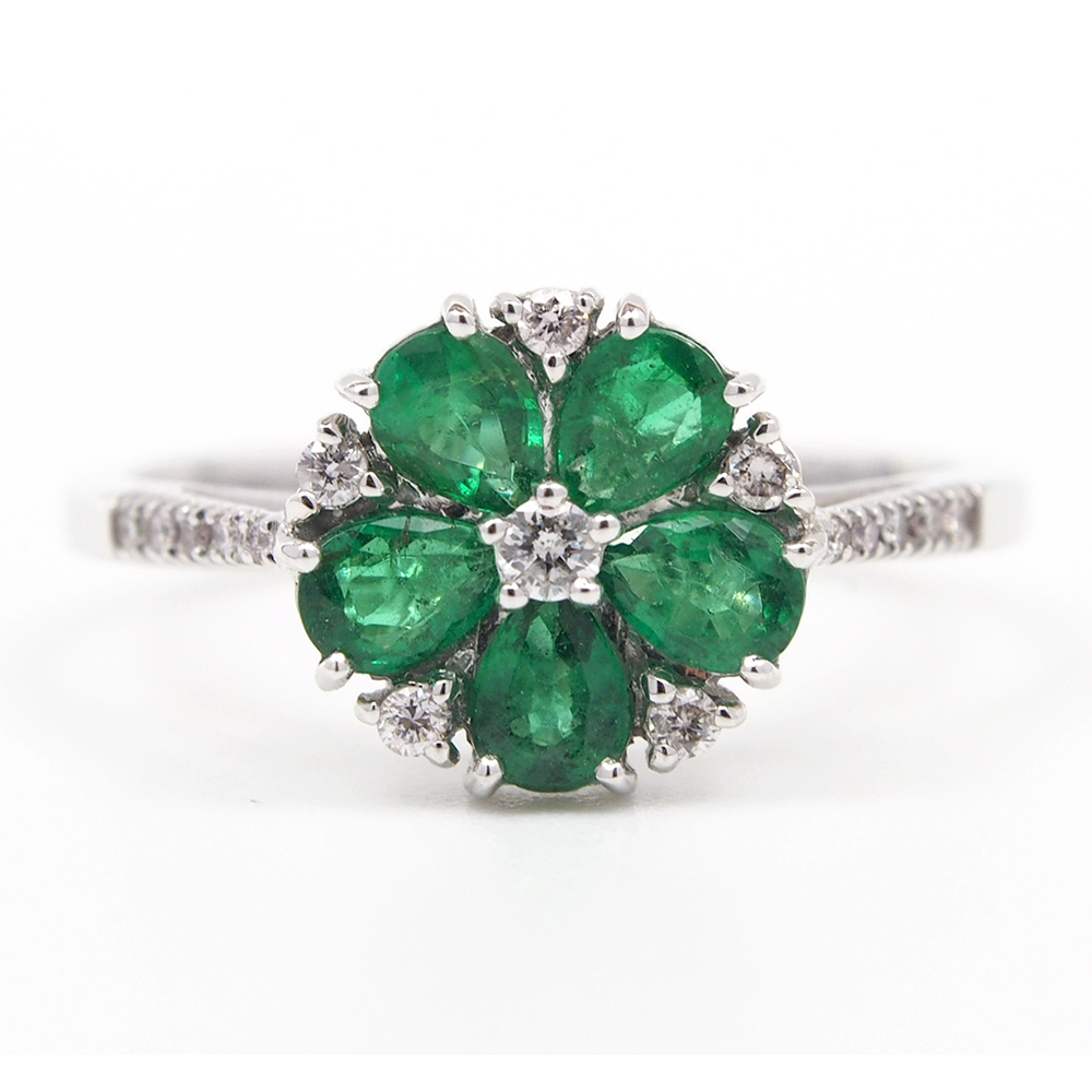 Emerald & Diamond Cluster Ring