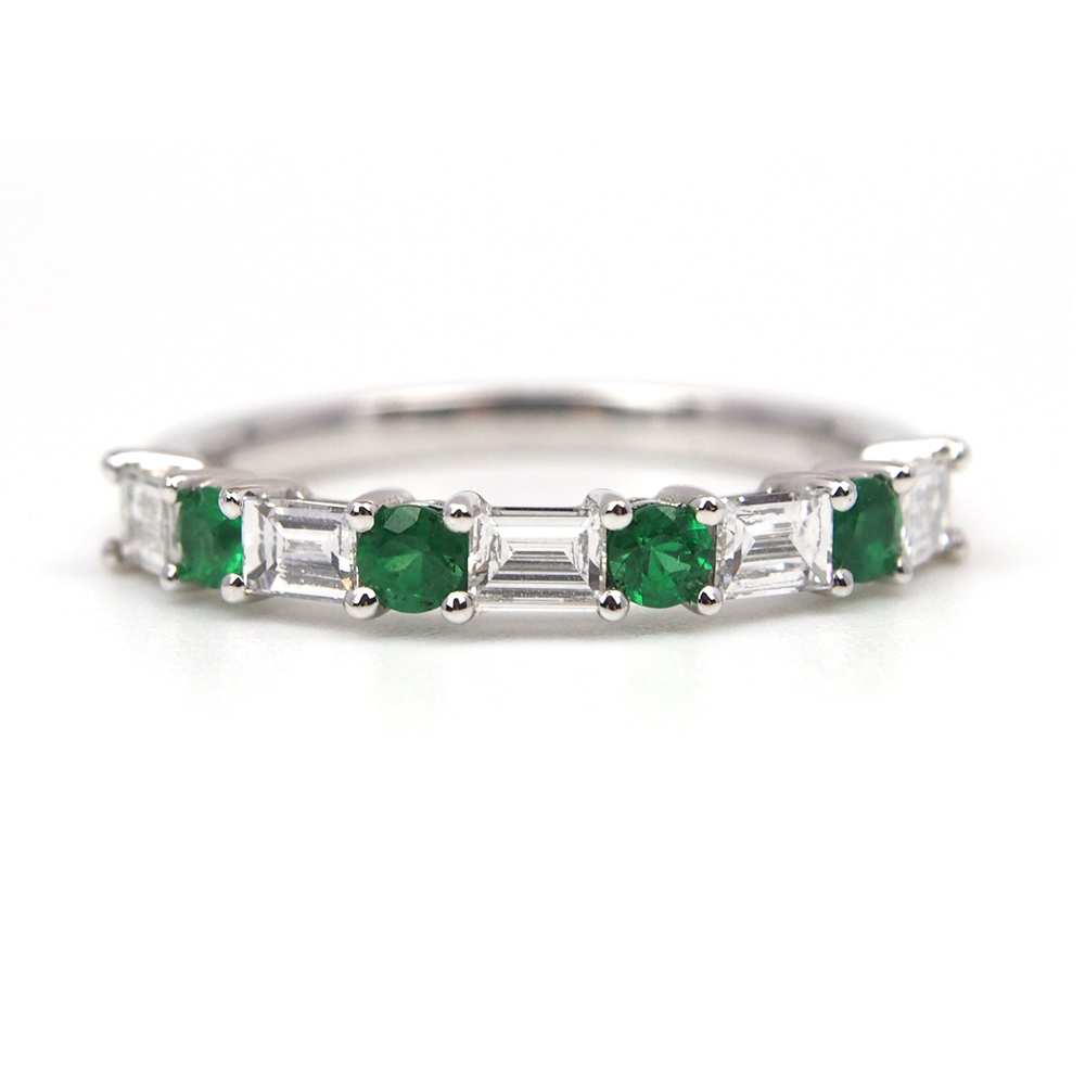 Emerald & Diamond half-eternity ring