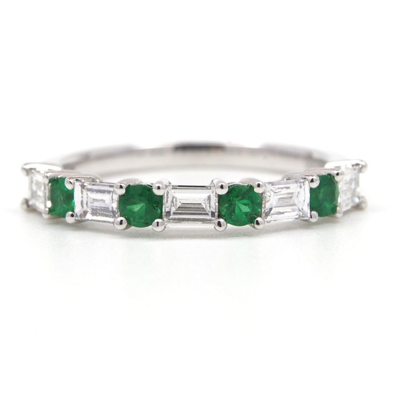 Emerald & Diamond half-eternity ring