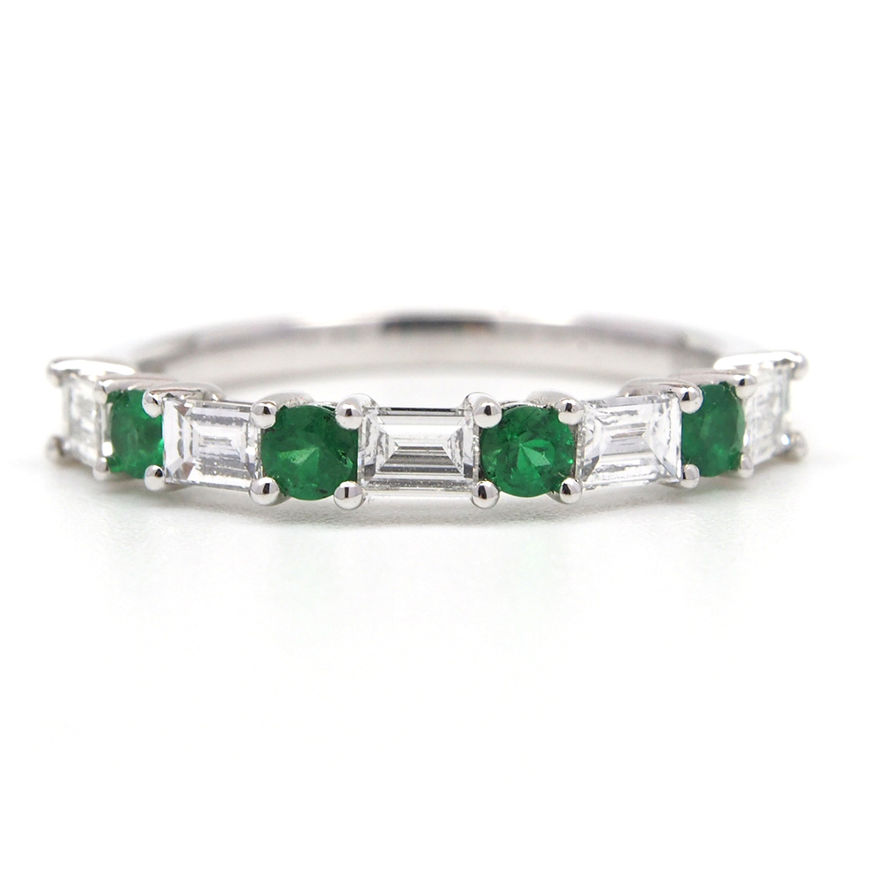Emerald & Diamond half-eternity ring