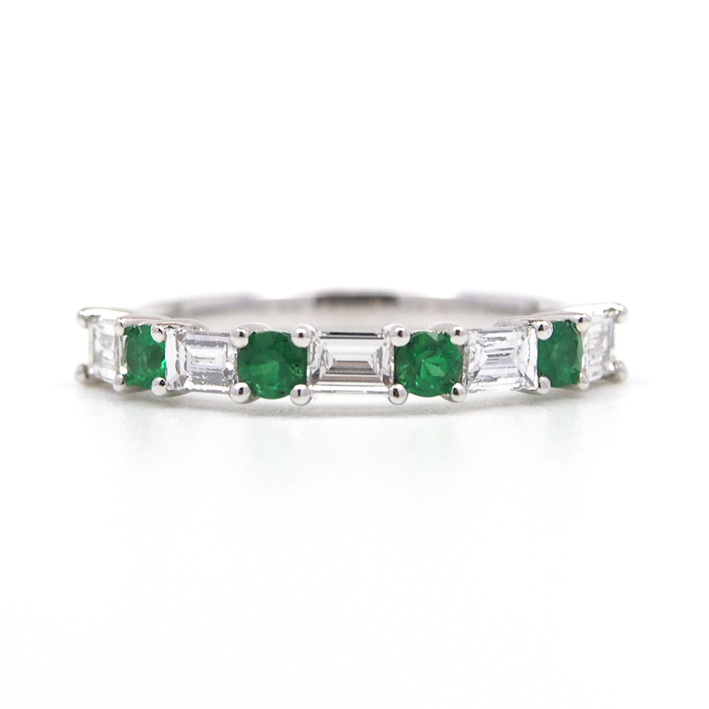 Emerald & Diamond half-eternity ring