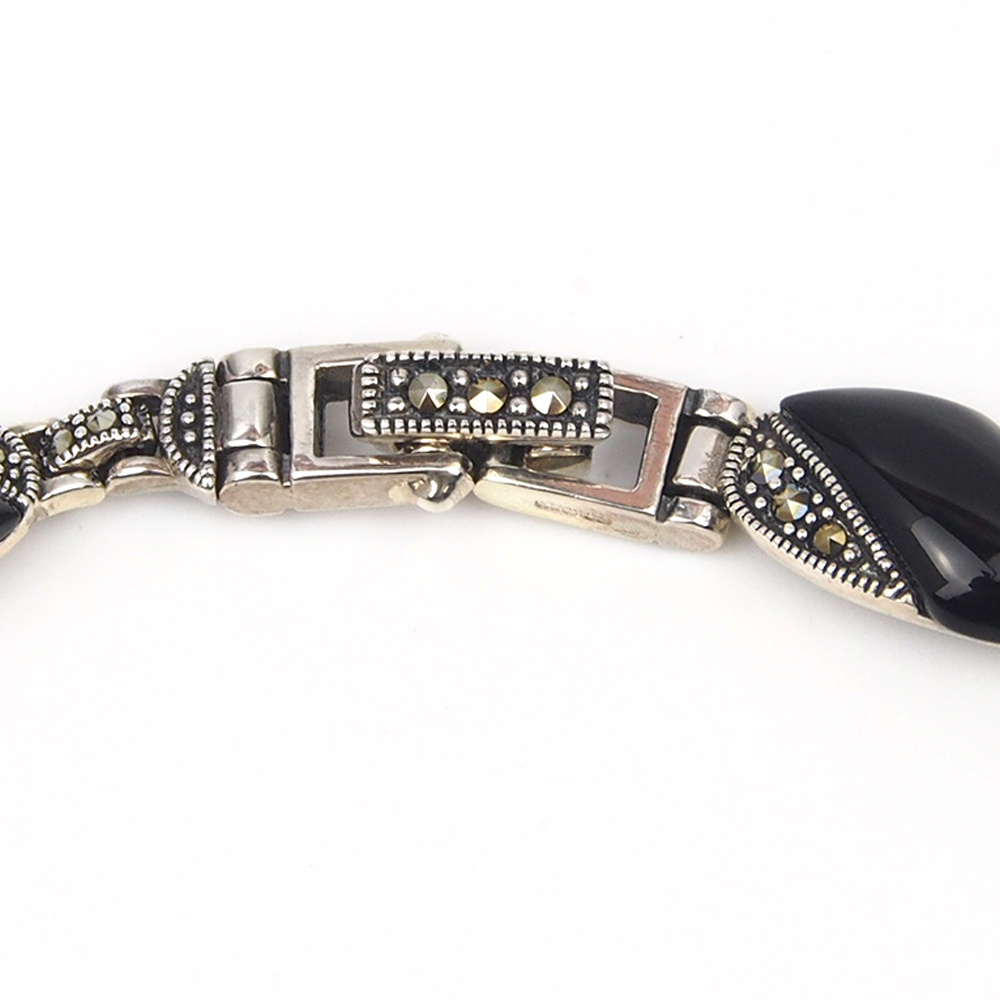 Onyx & Marcasite Silver Necklace