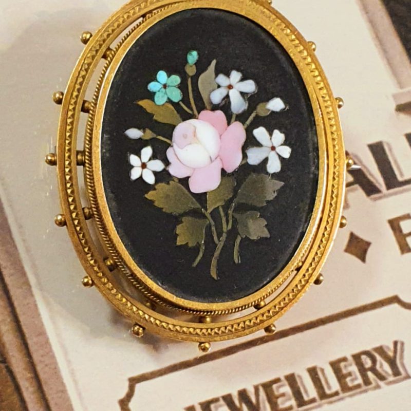 Pietra Dura Antique Brooch