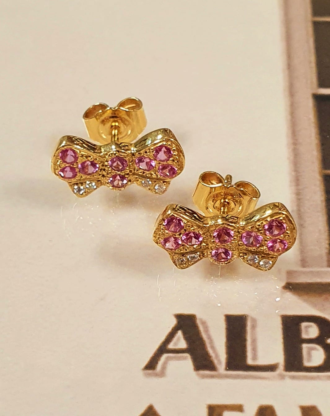 Sapphire & Diamond Bow Stud Earrings