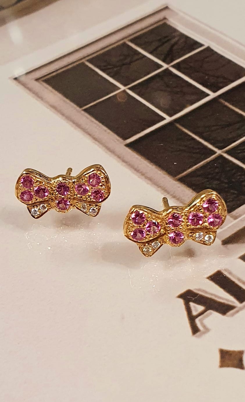 Sapphire & Diamond Bow Stud Earrings