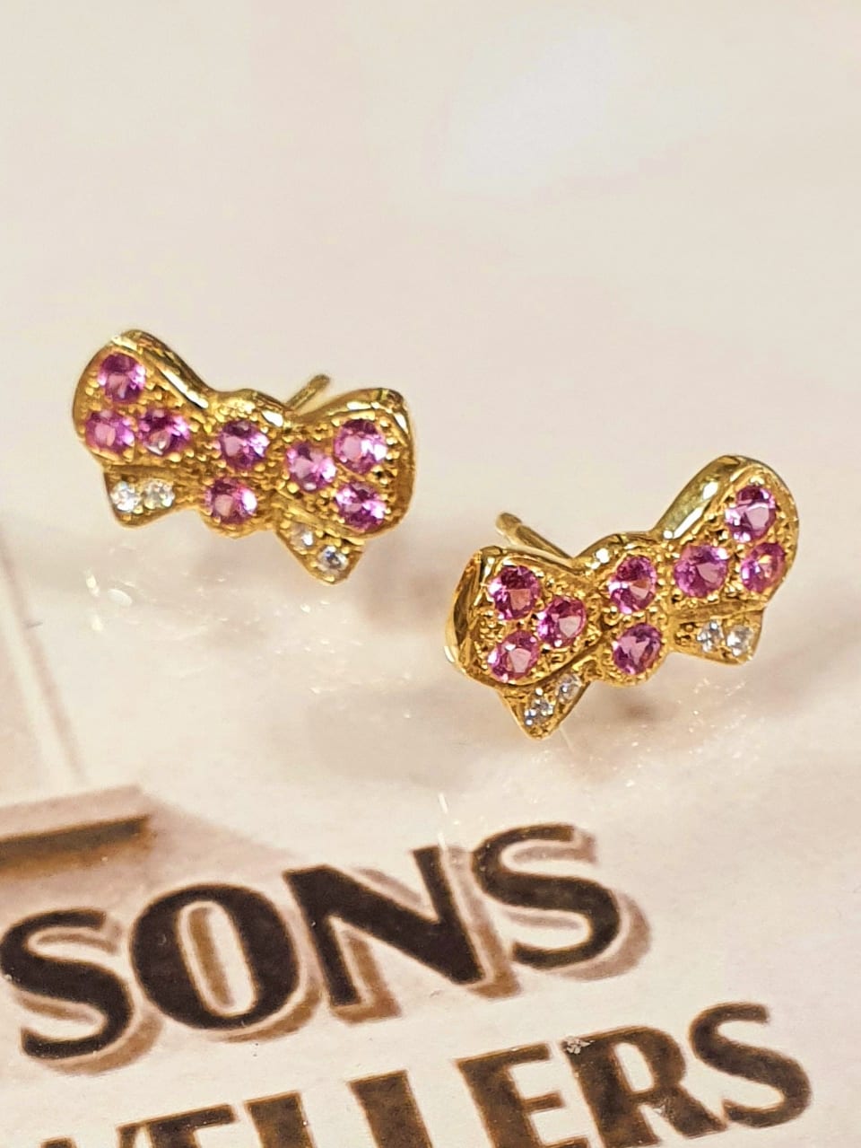 Sapphire & Diamond Bow Stud Earrings