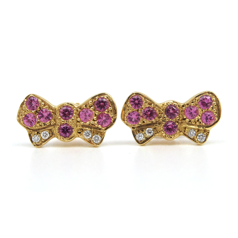 Sapphire & Diamond Bow Stud Earrings
