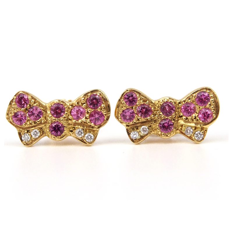 Sapphire & Diamond Bow Stud Earrings