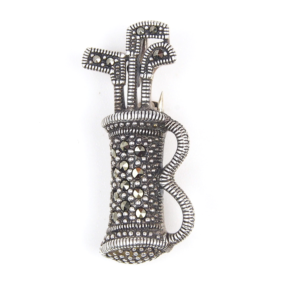 Golf Brooch - Silver & Marcasite
