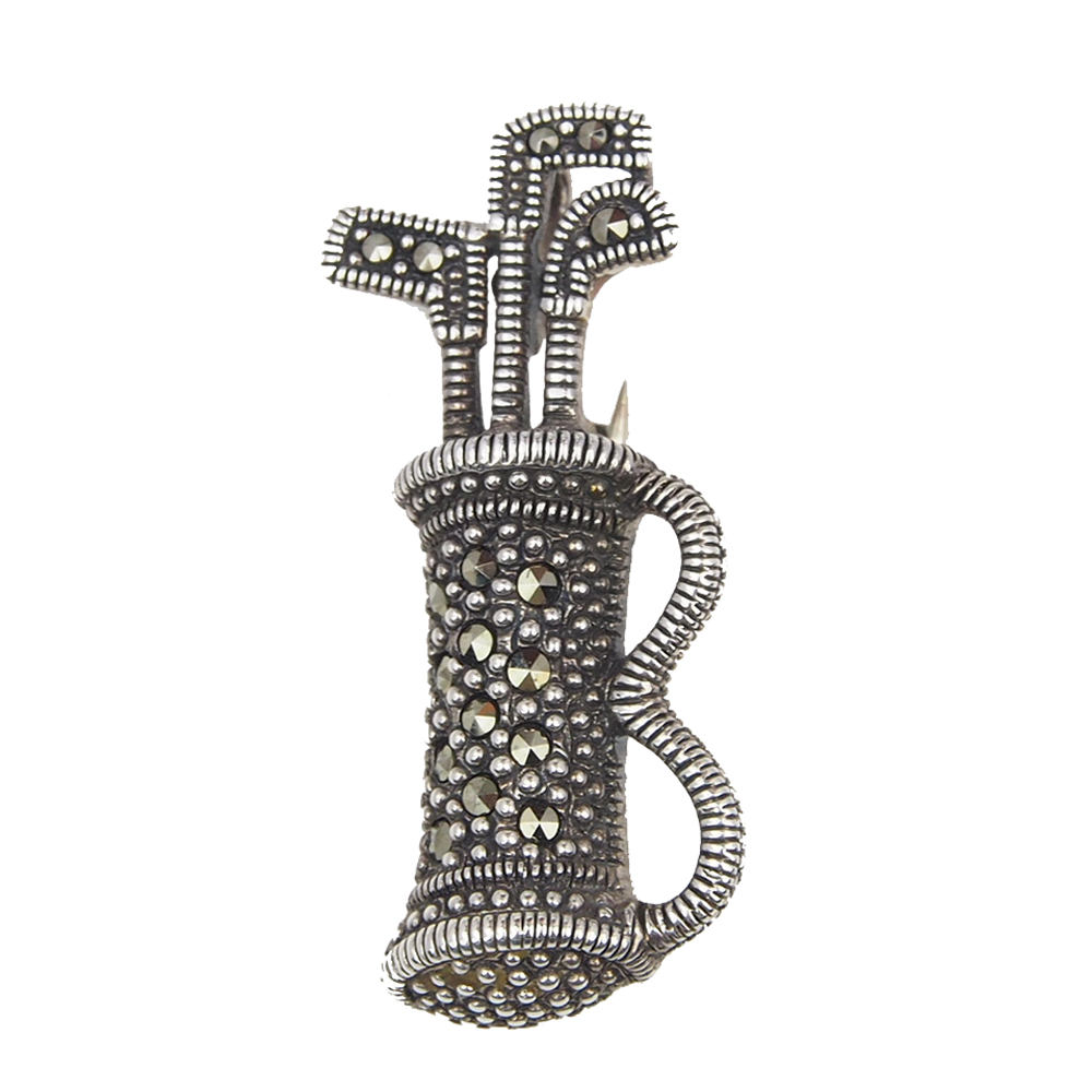 Golf Brooch - Silver & Marcasite