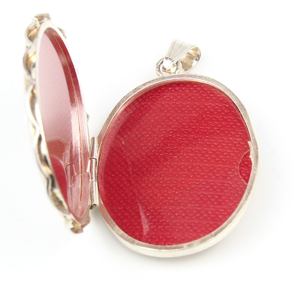 Locket - Silver with Butterfly & Flower Engraving