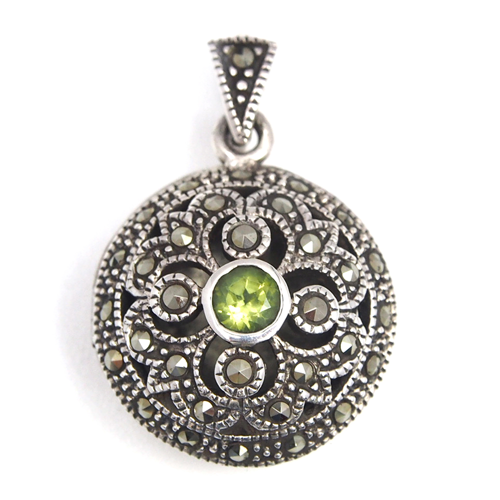 Peridot & Marcasite Silver Locket