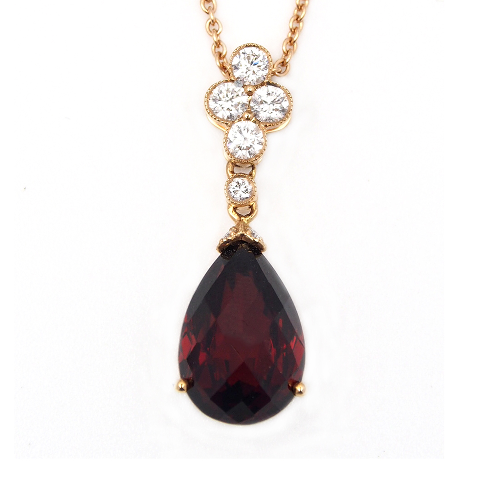Garnet and Diamond Drop Earrings