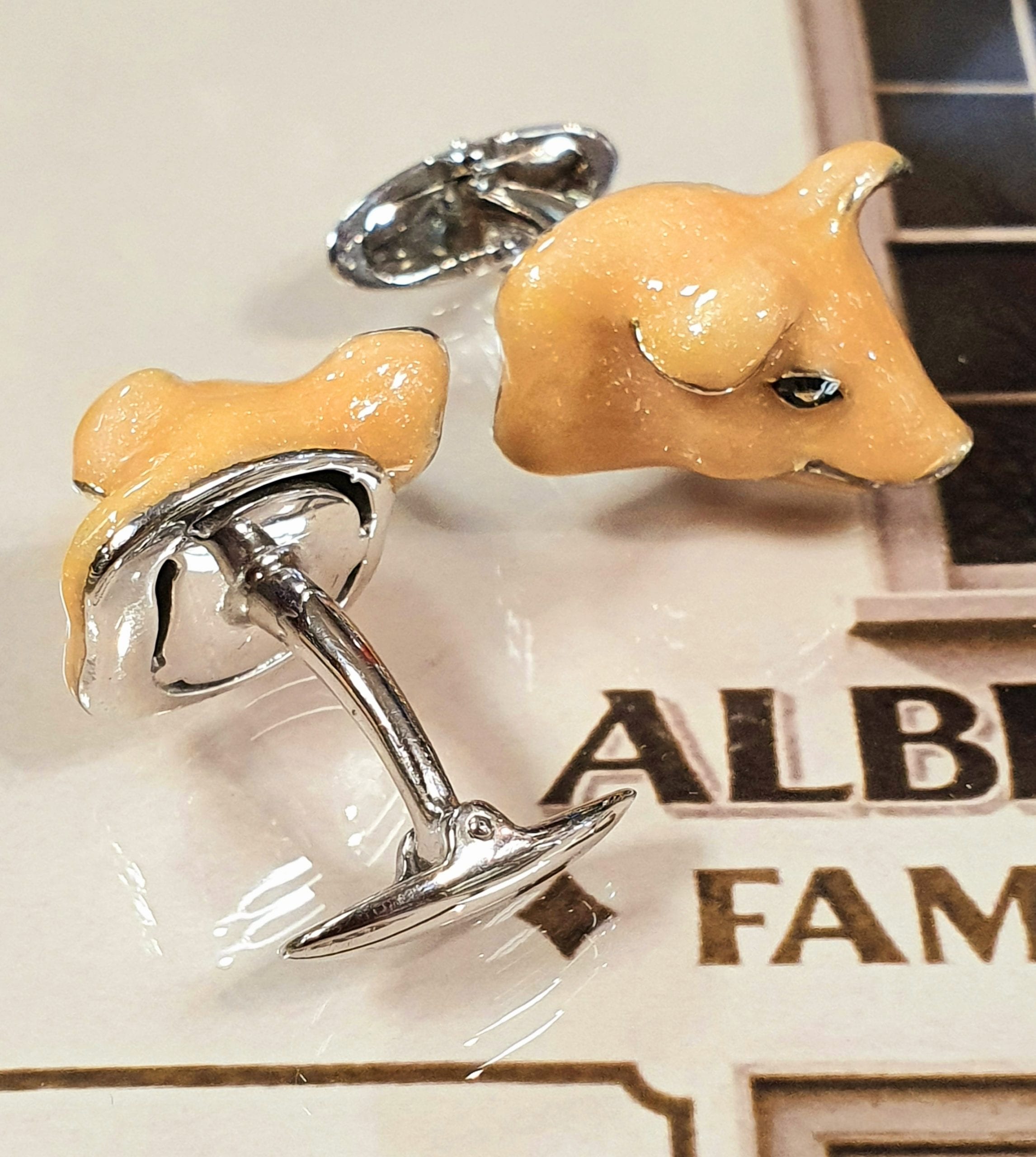 Cufflinks - Enamel & Silver Pigs