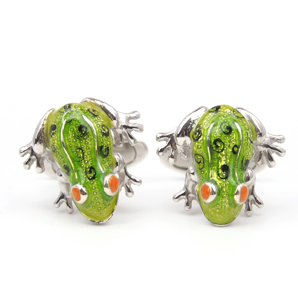 Cufflinks - Enamel & Silver Frogs