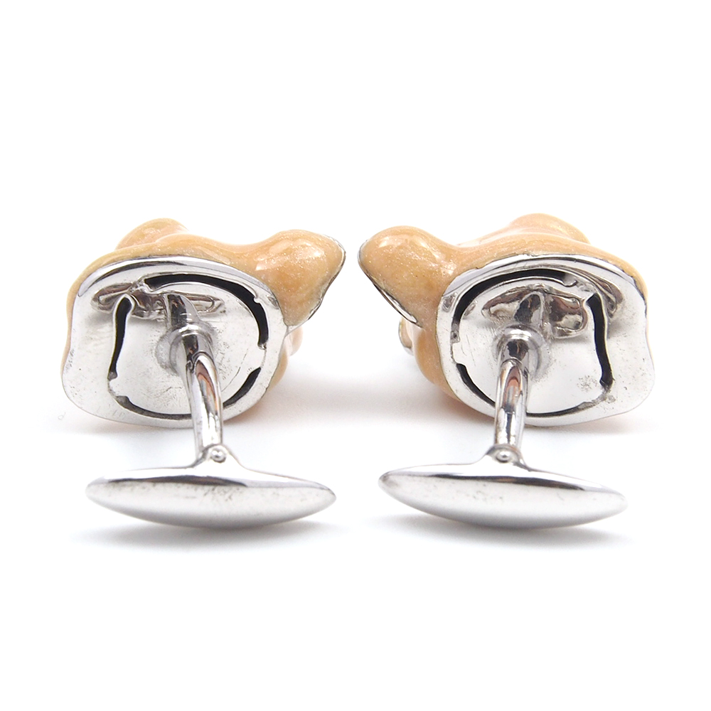 Cufflinks - Enamel & Silver Pigs