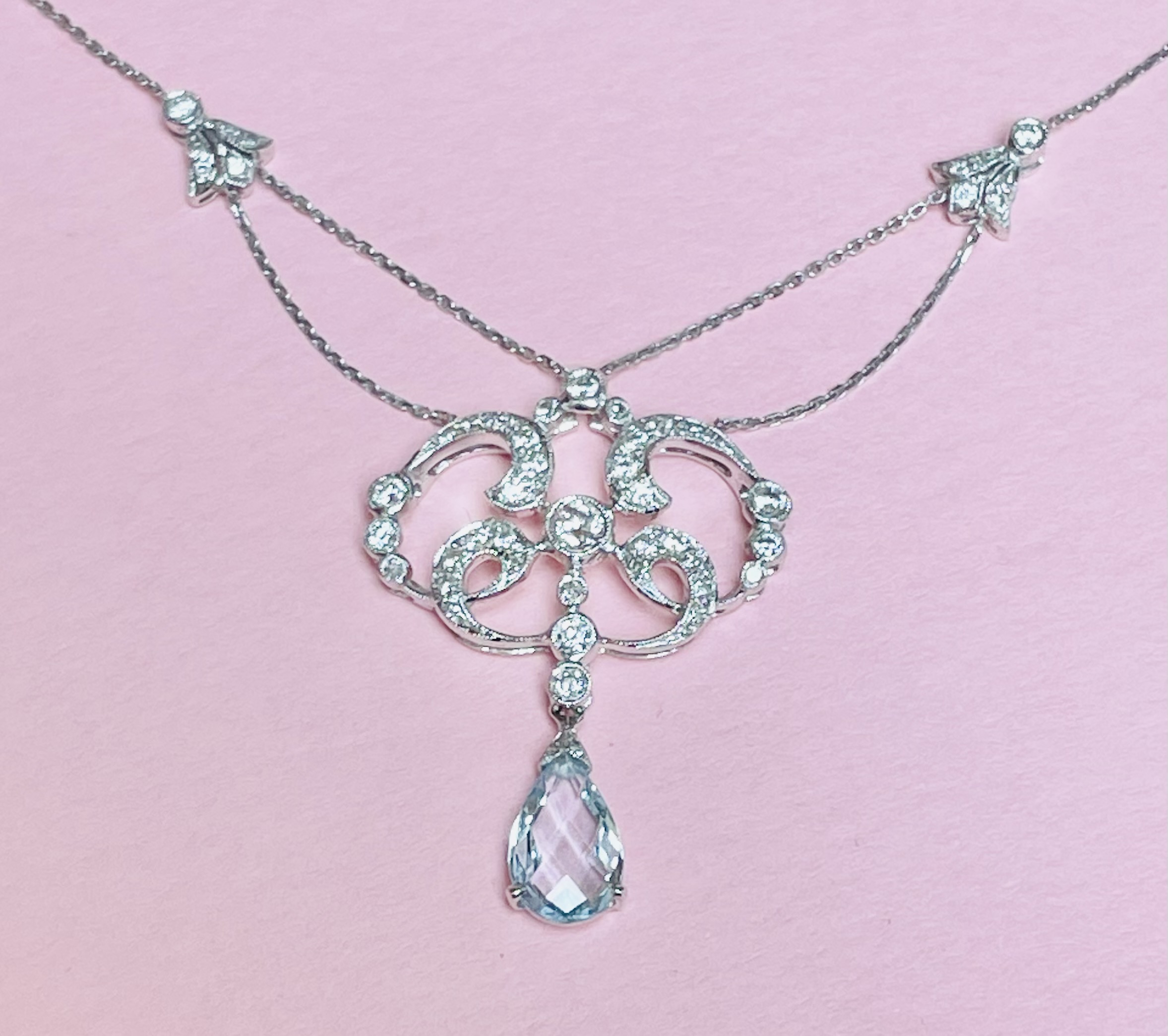 Aquamarine & Diamond Necklace