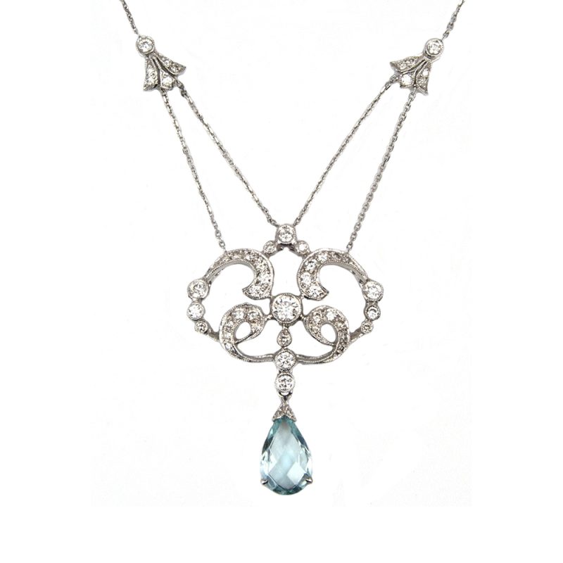 Aquamarine & Diamond Necklace