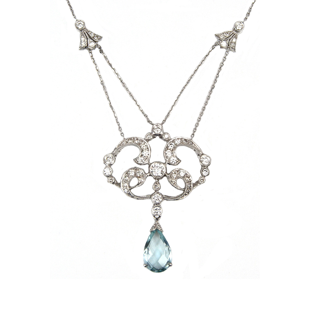 Aquamarine & Diamond Necklace