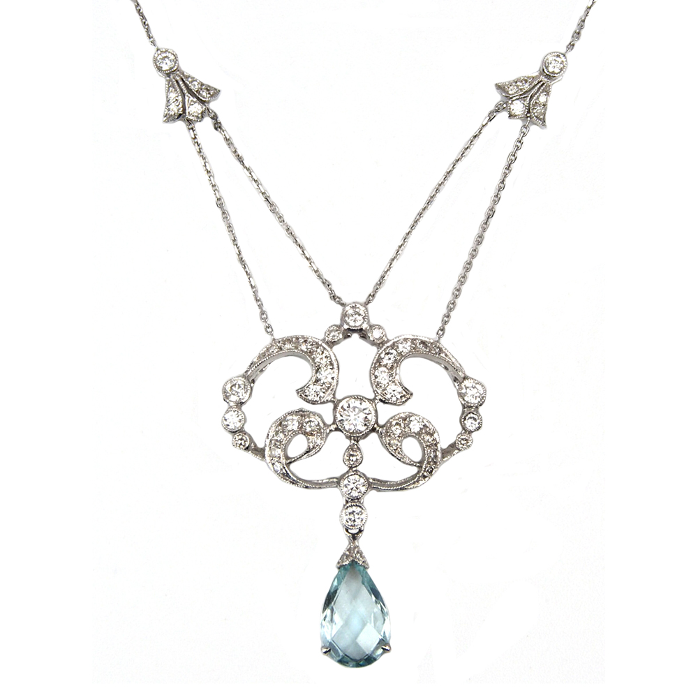 Aquamarine & Diamond Necklace