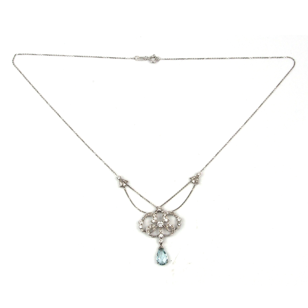 Aquamarine & Diamond Necklace