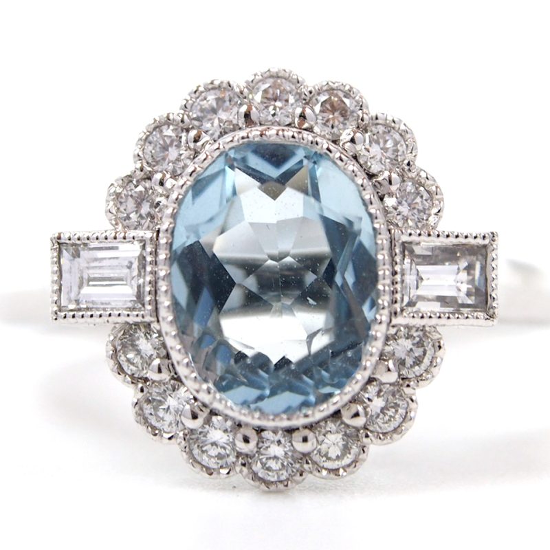 Aquamarine & Diamond - Platinum