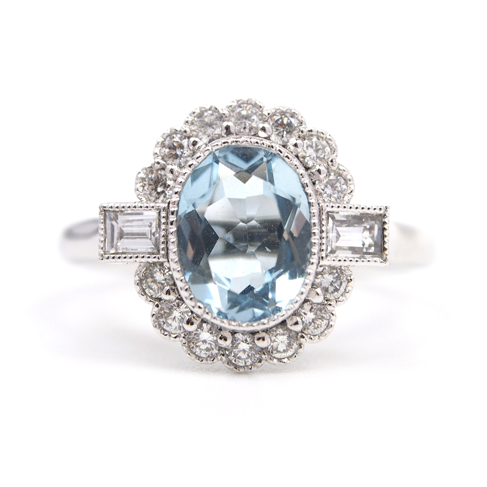 Aquamarine & Diamond - Platinum