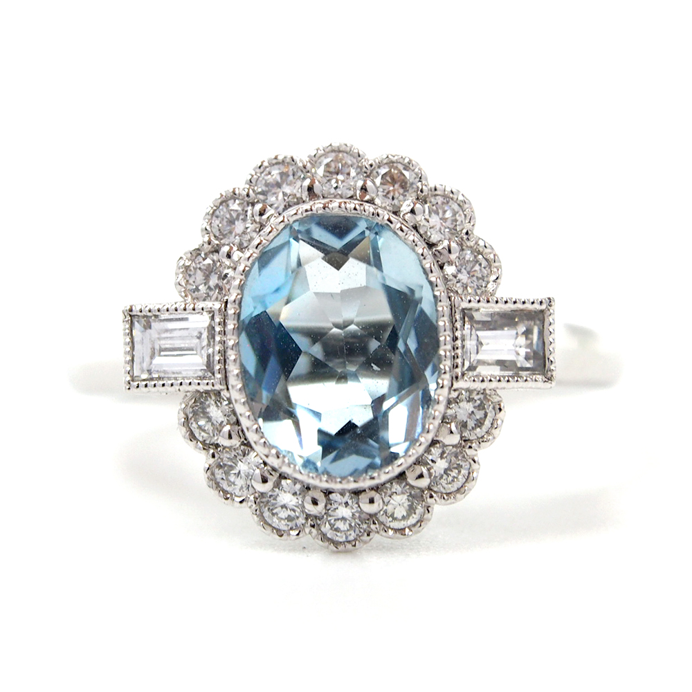 Aquamarine & Diamond - Platinum