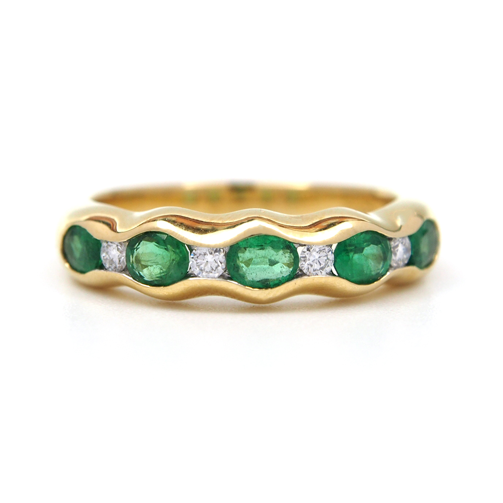Emerald & Diamond Nine Stone