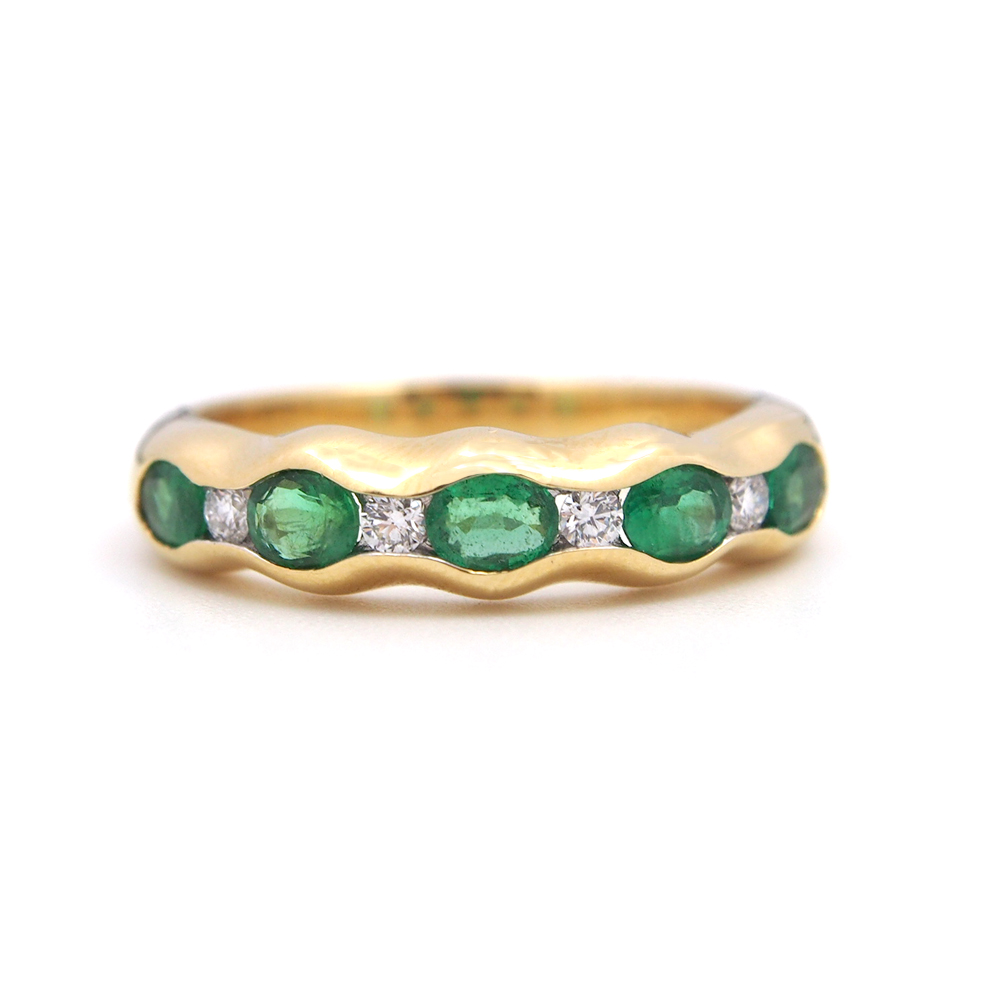 Emerald & Diamond Nine Stone