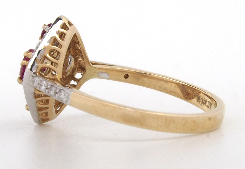 Ruby & Diamond Cluster - Yellow & White Gold