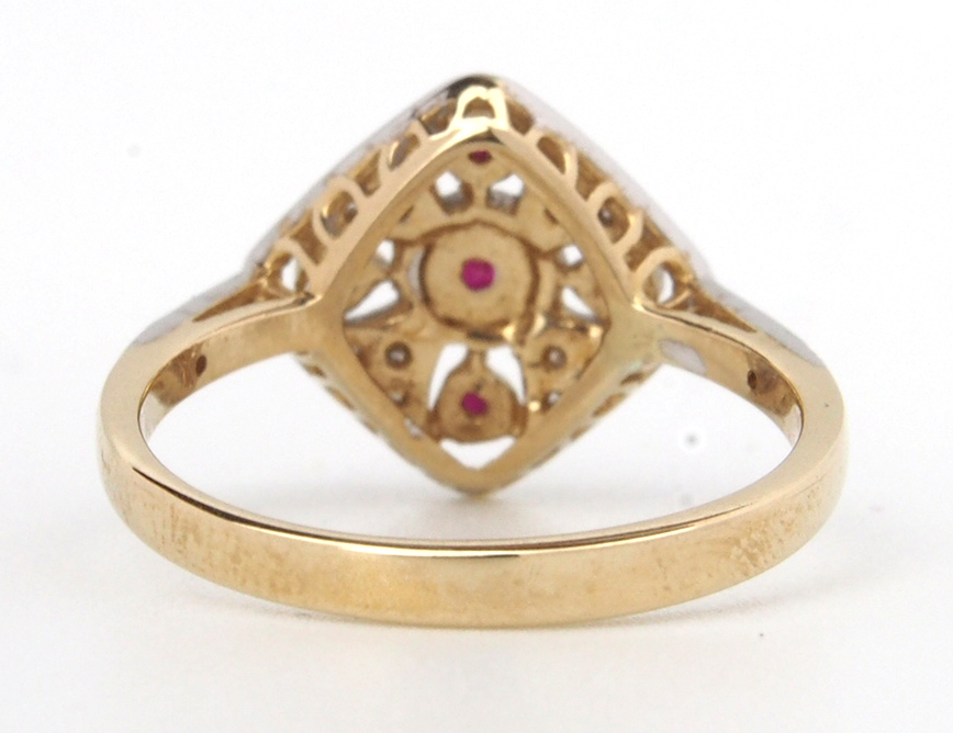 Ruby & Diamond Cluster - Yellow & White Gold