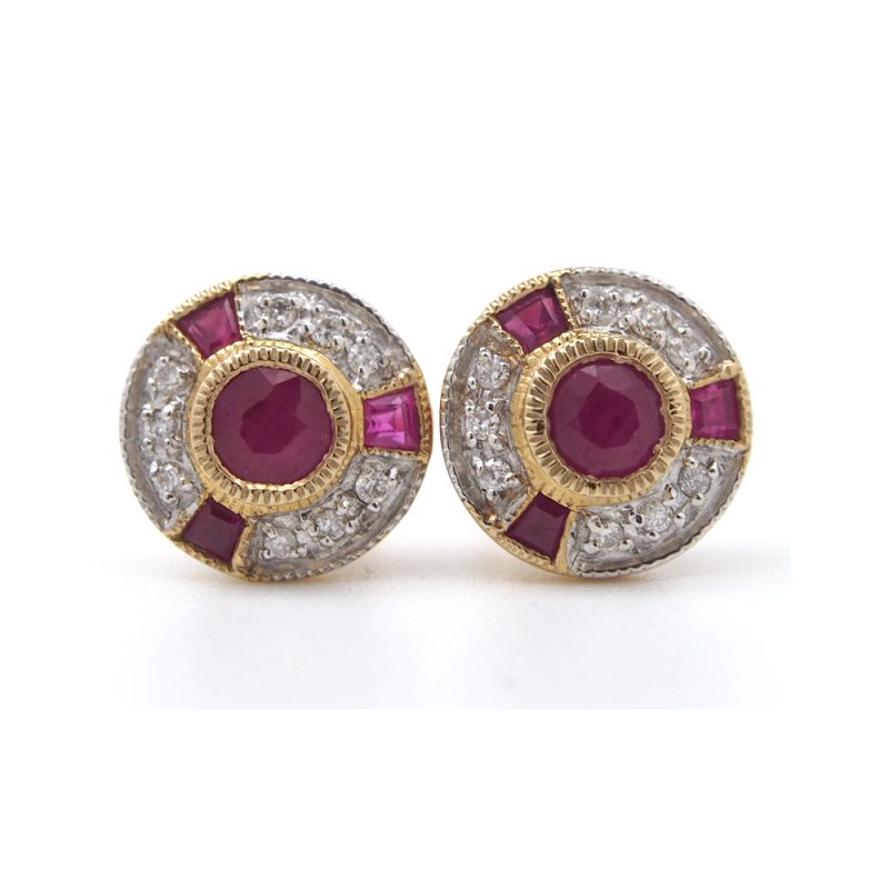Ruby & Diamond Stud Earrings
