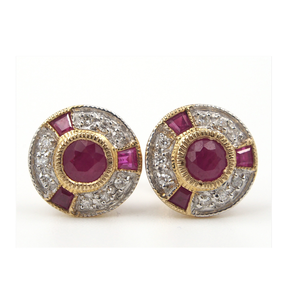 Ruby & Diamond Stud Earrings