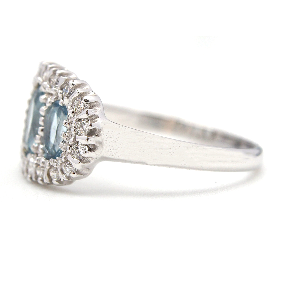 Aquamarine & Diamond Dress Ring - 18ct White Gold