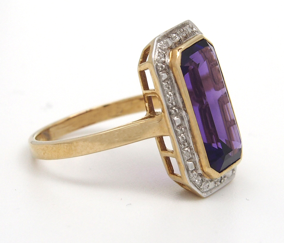 Amethyst & Diamond Cluster Ring