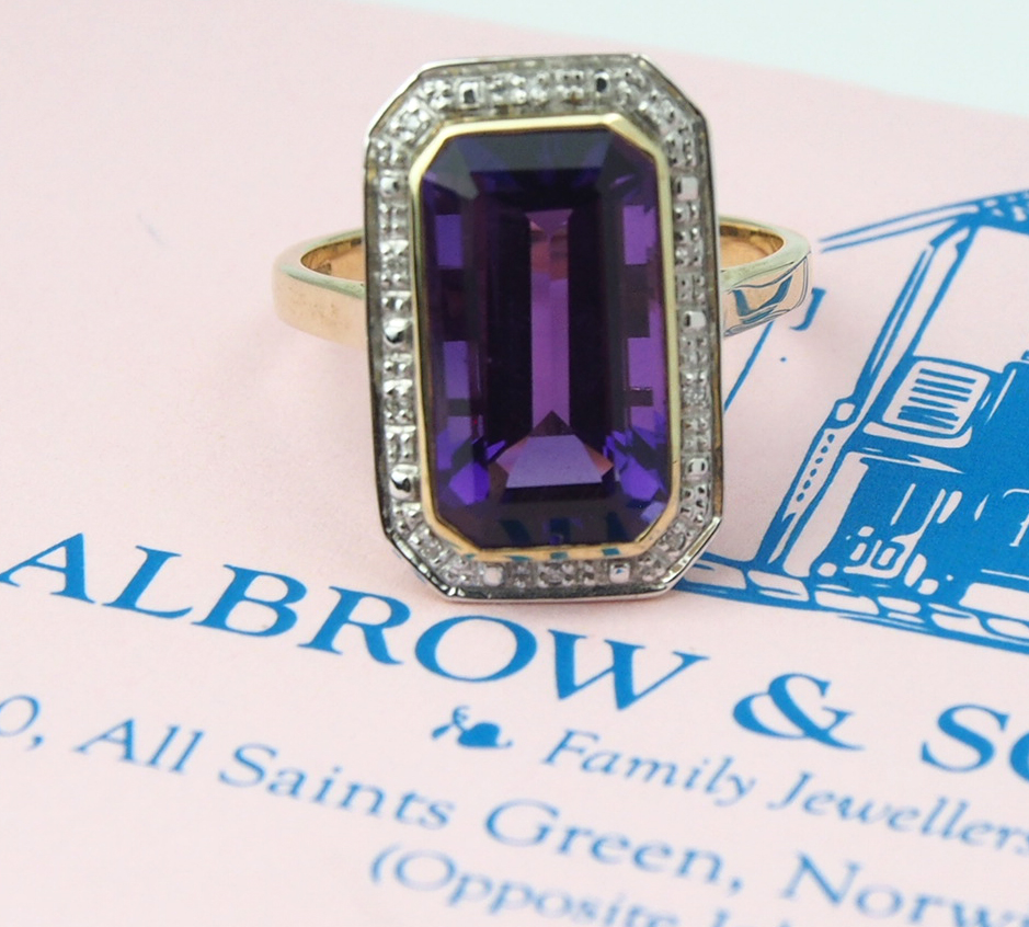Amethyst & Diamond Cluster Ring