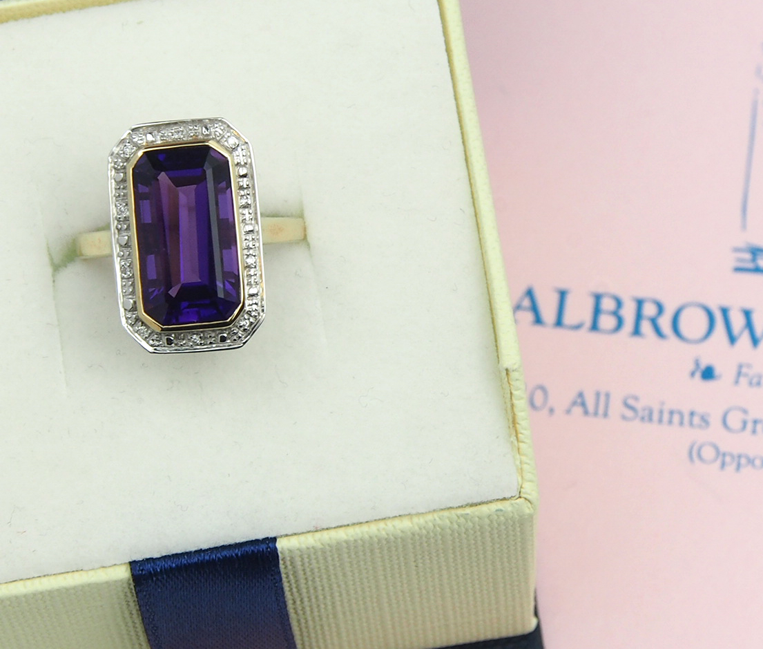 Amethyst & Diamond Cluster Ring
