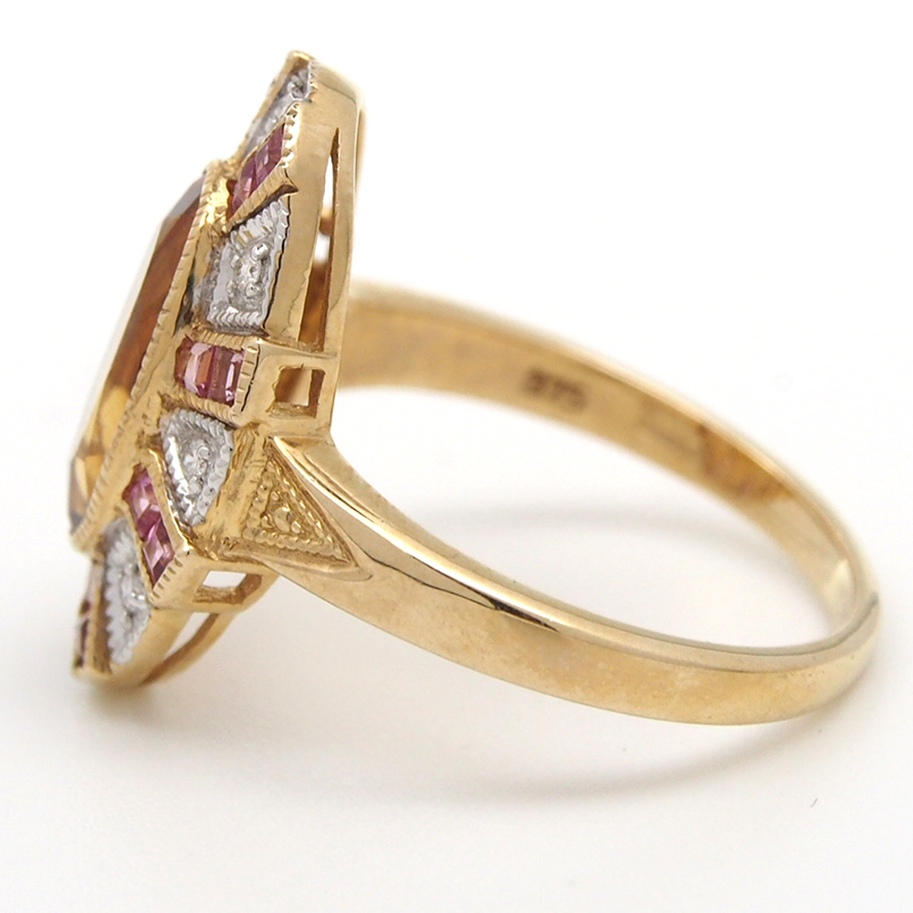Citrine, Pink Tourmaline & Diamonds