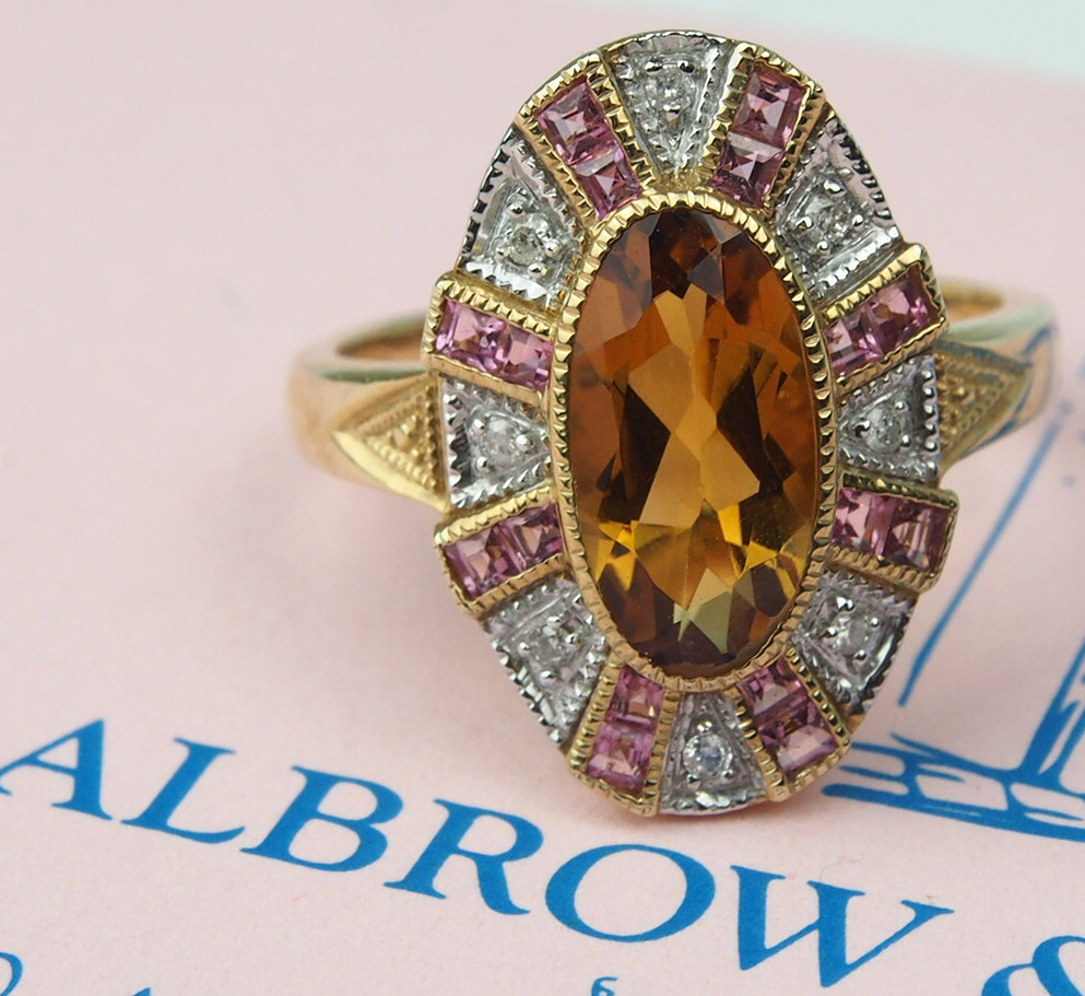 Citrine, Pink Tourmaline & Diamonds