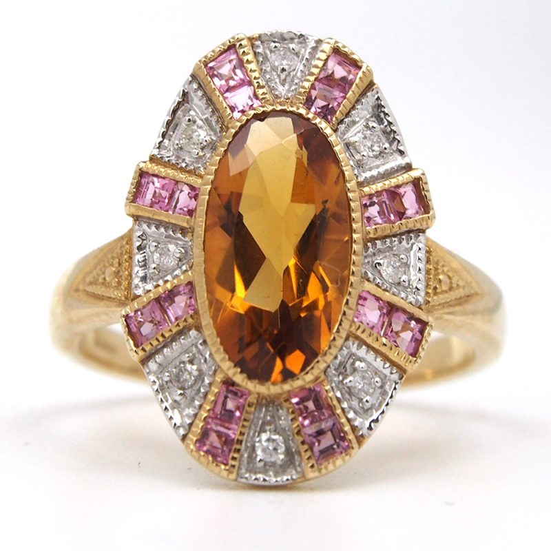 Citrine, Pink Tourmaline & Diamonds